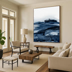 “Blue Watercolor Landscape” - Serene Hues with Misty Mountains Painting On Canvas DS230