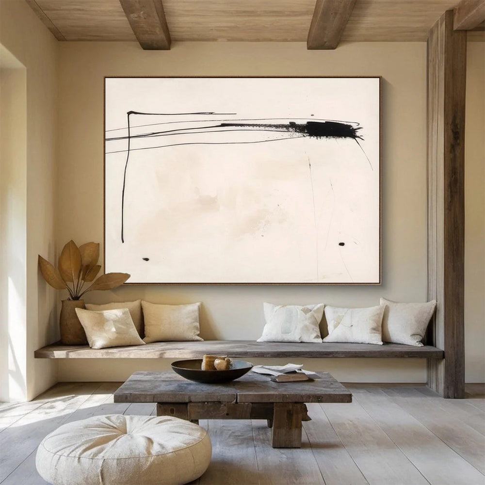 “Black Ink Strokes” - Minimalist Abstract Painting On Canvas PT057
