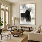 “Grey - Black Abstract Lines” - Minimalist Abstract Painting On Canvas PT1275