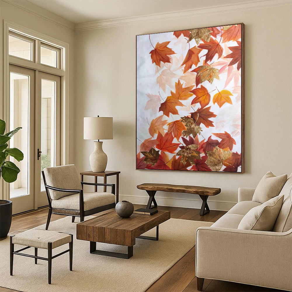 “Orange - Gold Autumn Leaves” - Painting On Canvas PT2079