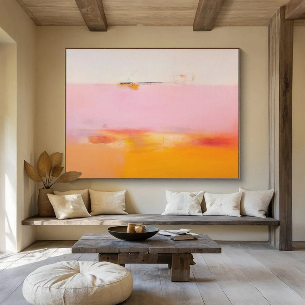 “Minimalist Pink Horizon” - Color - Field Painting On Canvas DKS476