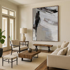 “Grey - White Textured Abstract” - Minimalist Abstract Painting On Canvas PT1304