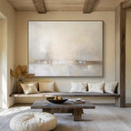 Subtle Beige and Gray Horizon - Minimalist Landscape Painting On Canvas DKS331