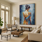 “Impasto Portrait of a Woman in Colorful Dress” - Impasto Figurative Painting On Canvas PT1909