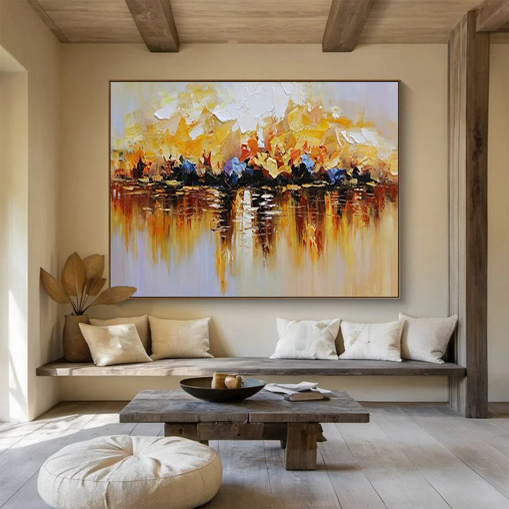 “Vibrant Lake Reflection” - Colorful Impressionistic Painting On Canvas PT1559