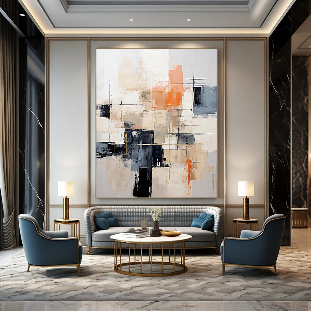 “Neutral Tones with Bold Accents” - Modern Abstract Painting On Canvas PS0175