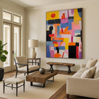 Colorful Geometric, "Urban Geometry" – Abstract Geometric Painting On Canvas PS0880