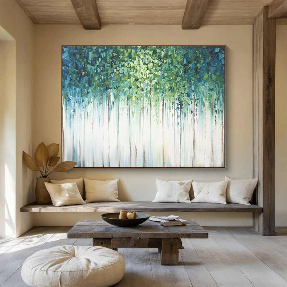 “Dripping Green Forest” - Abstract Landscape Painting On Canvas PT206