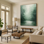 “Misty Green Forest River” - Impressionistic Landscape Painting On Canvas DS024
