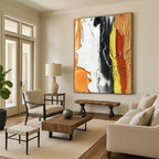 “Colorful Thick Strokes” - Multicolor, White Abstract Thick - Stroke Painting PS0612