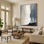 “Misty Grayscale Flow” - Gray, White, Black Abstract Gradient Painting On Canvas PS0614