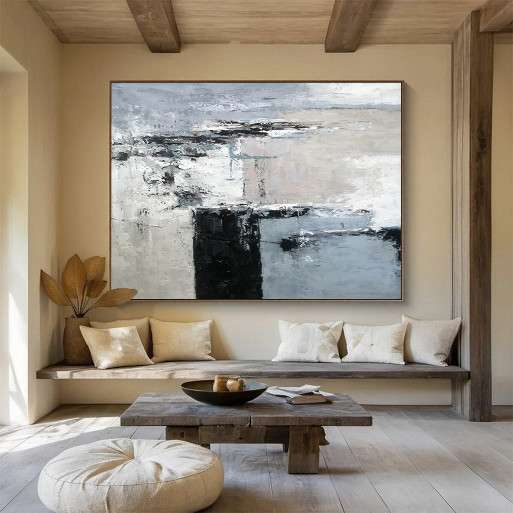 “Neutral Tones Abstract Geometry” - Subtle Abstract Painting On Canvas PT152