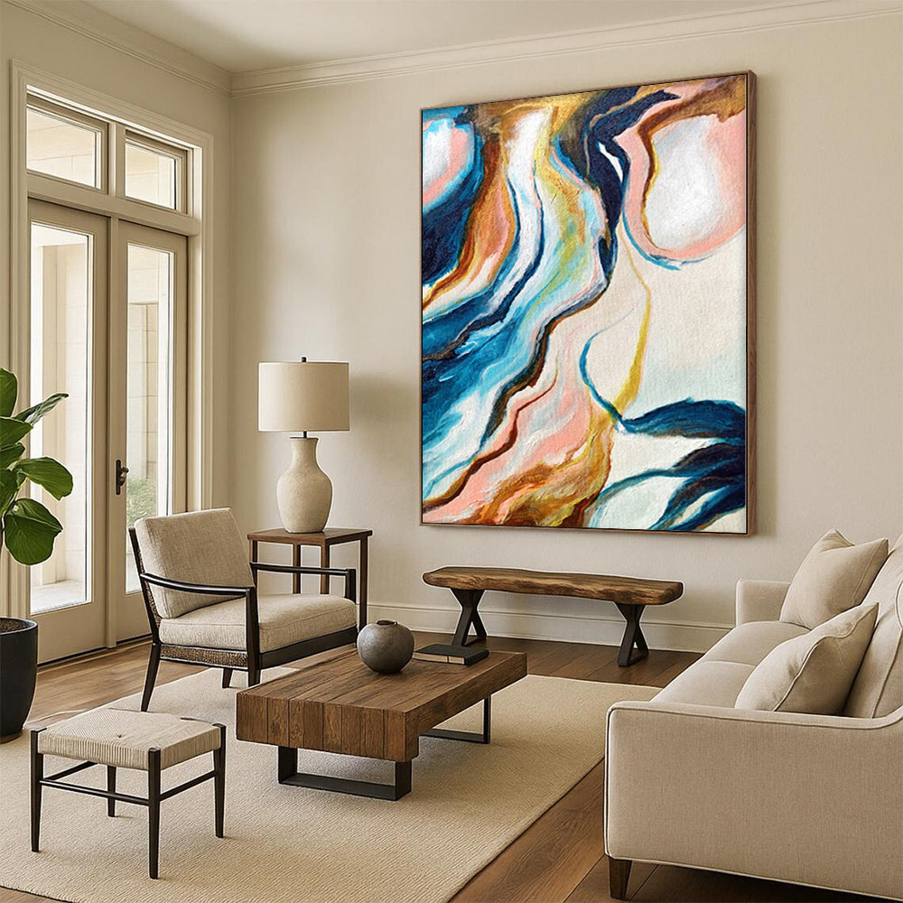 “Colorful Flowing Abstract” - Abstract Impasto Painting On Canvas PS0033