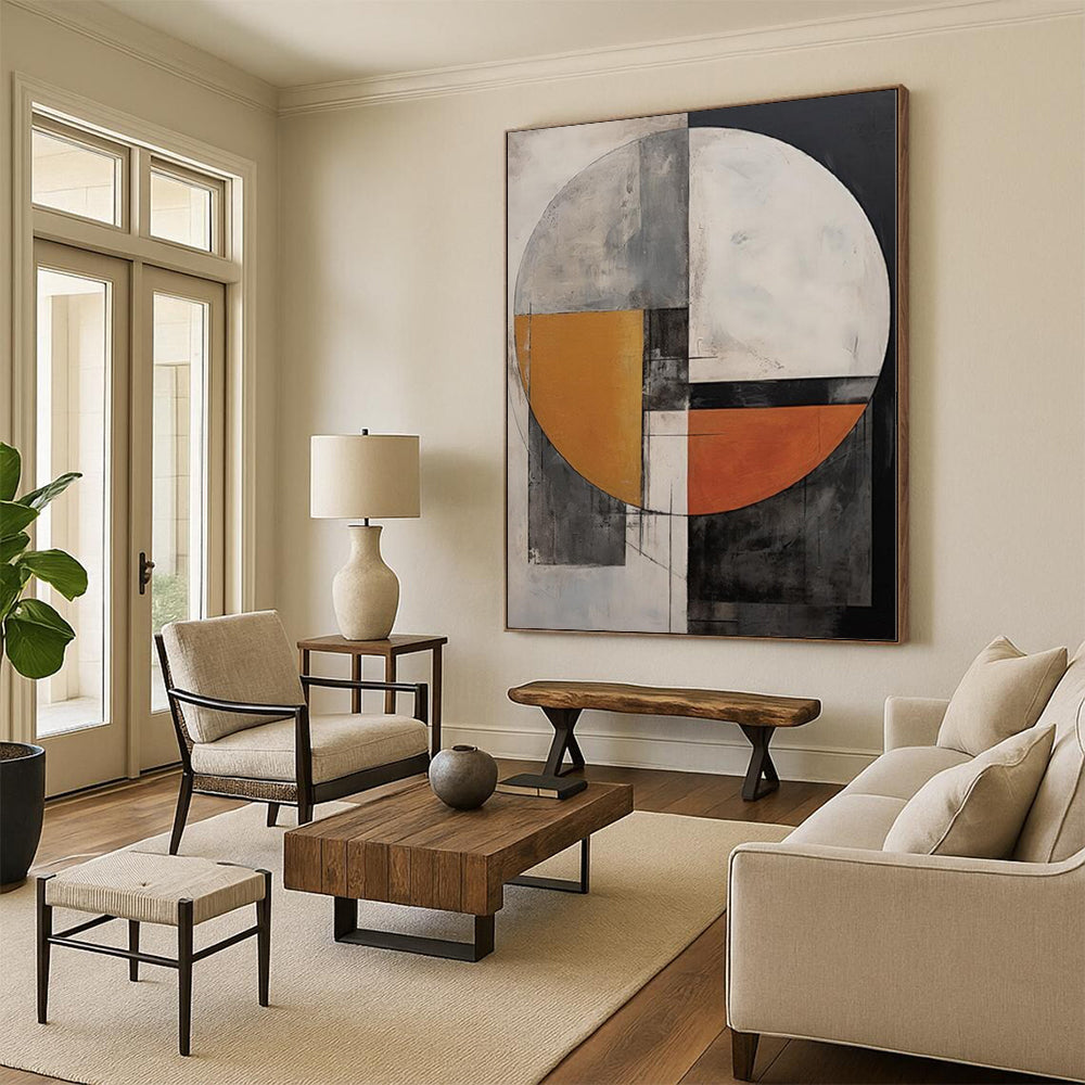 “Circular Geometric Abstract in Warm Tones” - Geometric Abstract Painting On Canvas PS0247