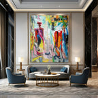 Colorful Abstract Figure in a Vivid Background "Vivid Spirit" Abstract Painting On Canvas PS1324