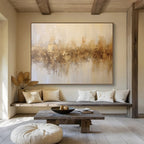 “Earthy Gold Stripes” - Minimalist - Textured Painting On Canvas PT1538