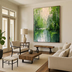 “Green - Blue Forest Reflection” - Impressionistic Landscape Painting On Canvas DS002