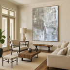 Gray & White Textured Abstract "Concrete Serenity" Painting On Canvas PS0852