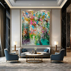 Repeated Colorful Chaos - Vibrant Duplicate Abstract Splatter Painting On Canvas PS1227