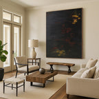 “Dark - Toned Abstract Subtle Lights” - Mysterious Abstract Painting On Canvas PS0354