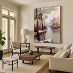 “Pastel - Toned River Forest” - Impressionist Landscape Painting On Canvas PT1296