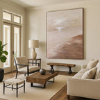 “Beige Sea and Shore” - Calm Coastal Scene Painting On Canvas DS341