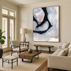 “Black & White Abstract Petals” - Contrasting Hues with Soft Shapes Painting On Canvas DS228