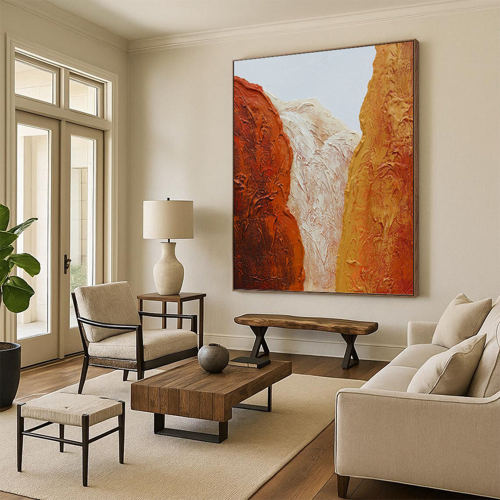 “Textured Canyon Abstract” - Impasto Landscape Painting On Canvas PT1210