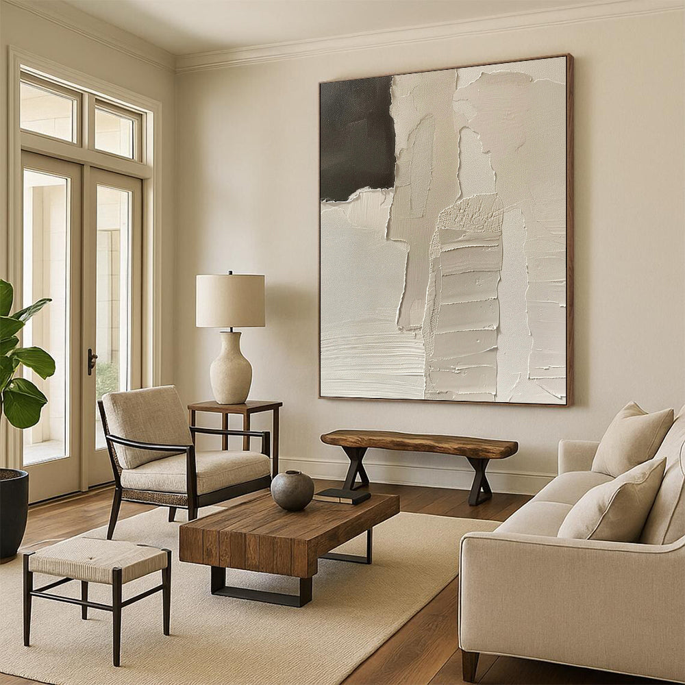 “Neutral Textured Layers” - Minimalist Abstract Painting On Canvas PT1162