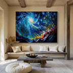 “Starry Night Mountains” - Impasto Oil Painting On Canvas DKS885