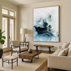 “Black - Blue Swirls” - Expressionist Abstract Painting On Canvas PT2305