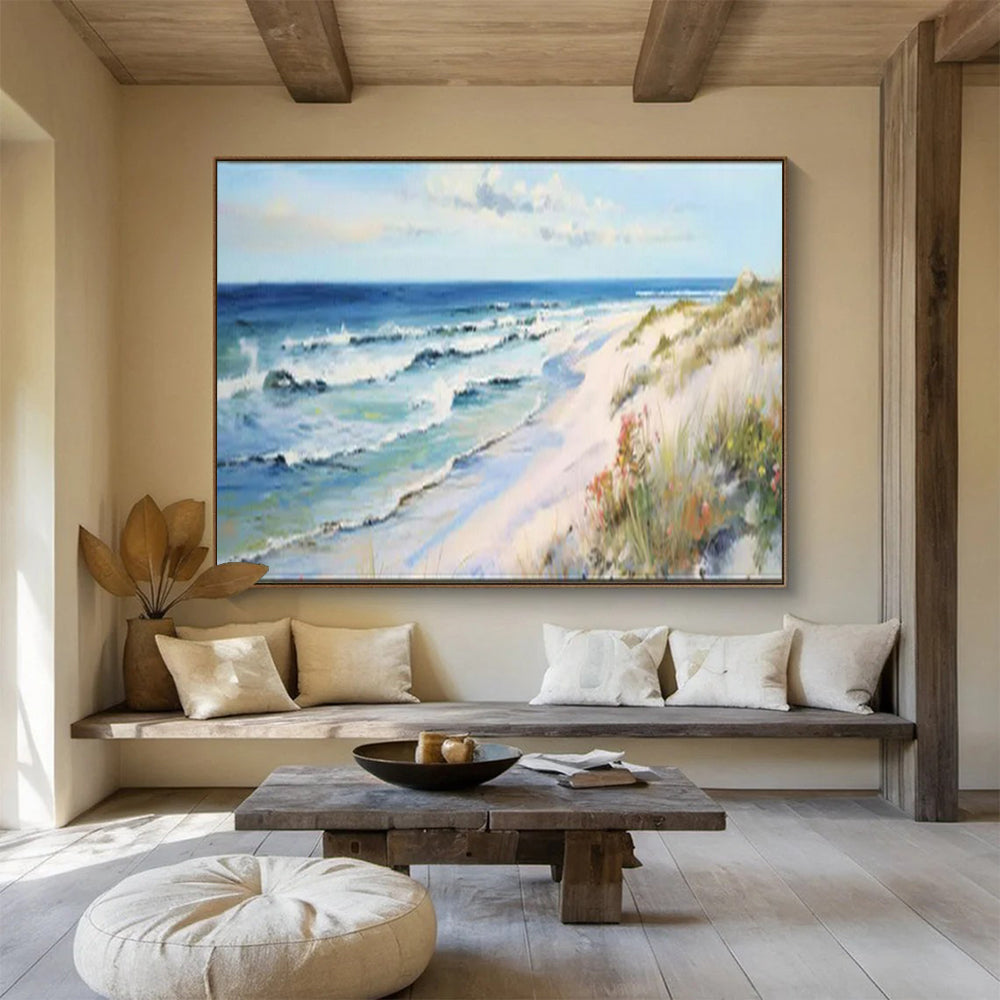 “Blue Seas & Sandy Shores” - Impressionist Seaside - Painting On Canvas PT1697