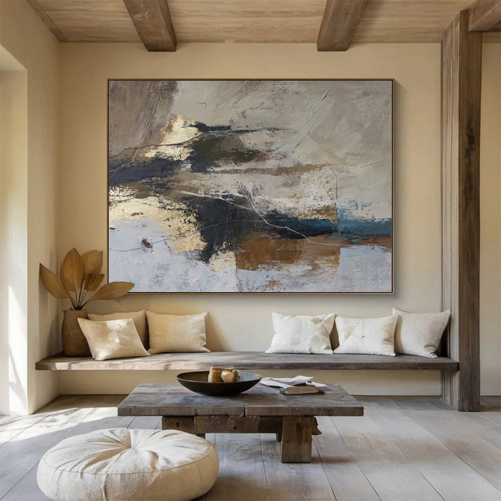 “Neutral - Toned Abstract Fusion” - Earthy Abstract Painting On Canvas DKS511