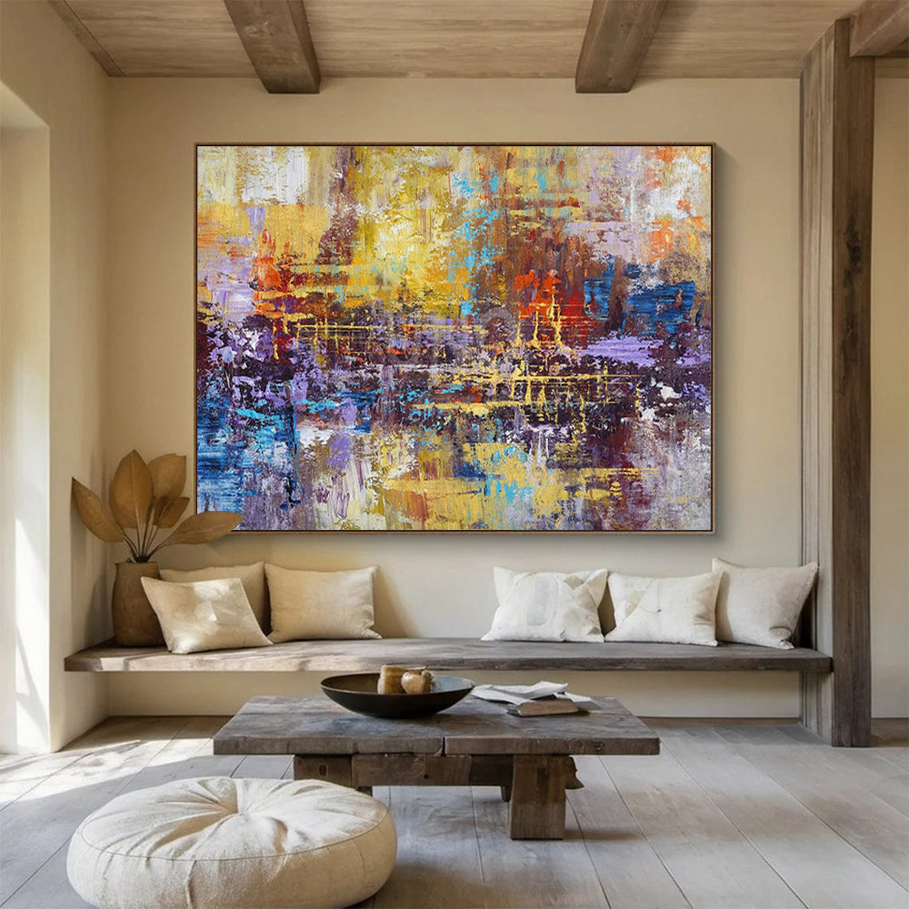 Colorful Abstract Cityscape Abstract Expressionist Painting On Canvas DKS154