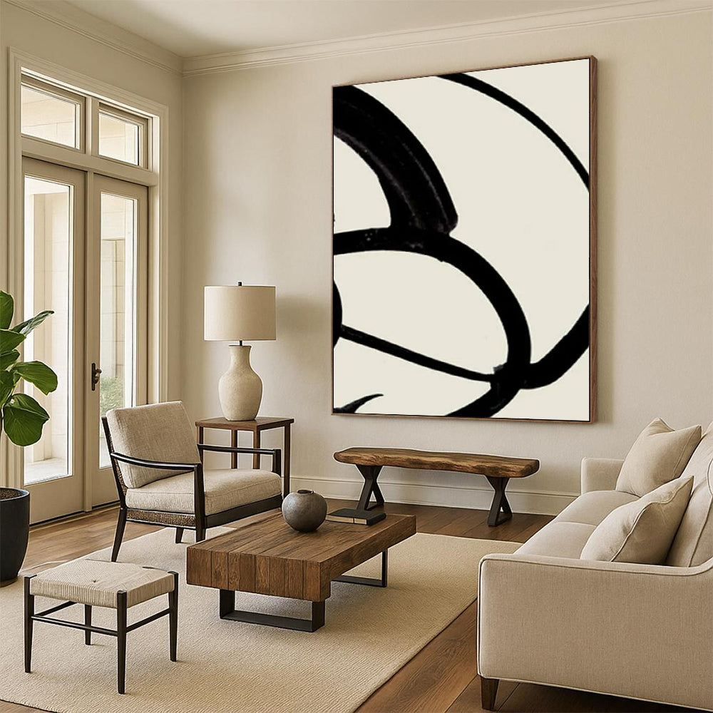 “Black Loops” - Abstract Calligraphy - Inspired Painting On Canvas PT2318