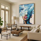 “Blue and Pink Ocean - Face Fusion” - Surreal Figurative Painting On Canvas DS347