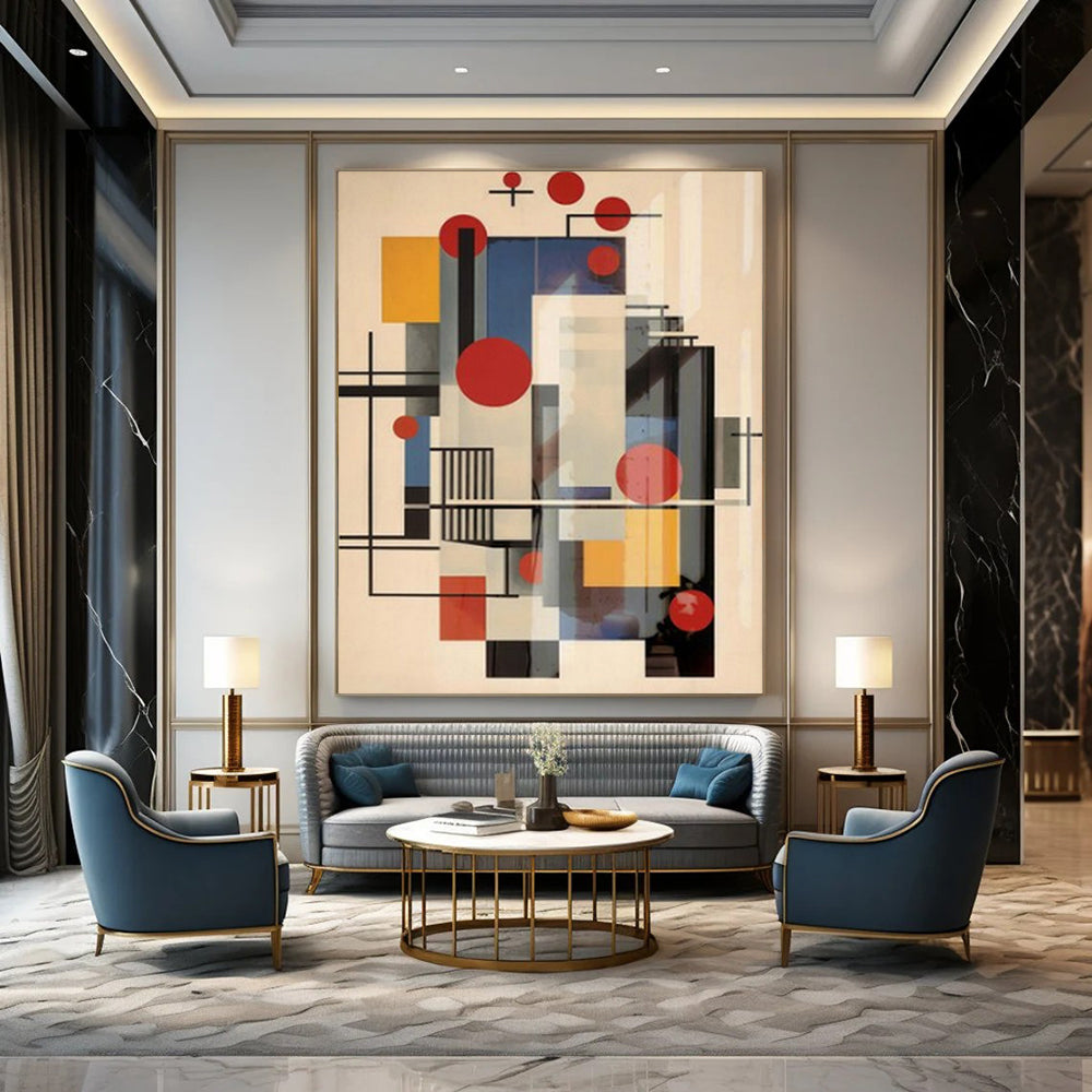 Colorful Geometry, "Constructivist Collage" – Abstract Geometric Painting On Canvas PS1042