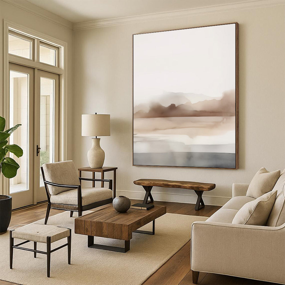“Subtle Brown - Gray Watercolor Landscape” - Watercolor Painting On Canvas PT2061