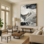 “Dynamic Black - White Textures” - Black, White Abstract Expressionist Painting On Canvas PS0713
