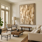 “Beige - Brown Abstract Shapes” - Abstract Geometric Painting On Canvas DS021