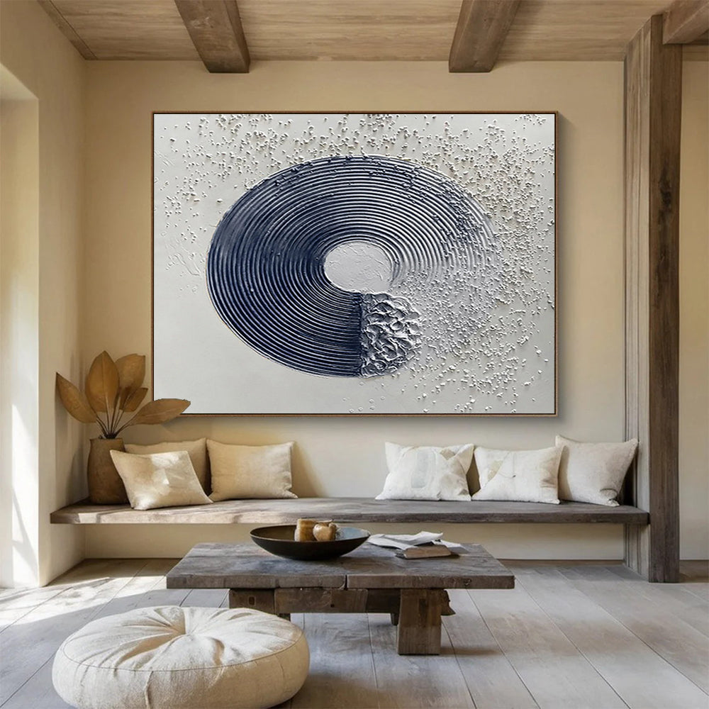 “Textured Circular Composition” Mixed - Media Abstract Artwork DKS211