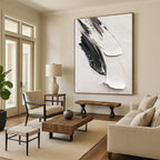 “Black and White Textured Strokes” - Abstract, Tactile - Styled Painting On Canvas PT1669