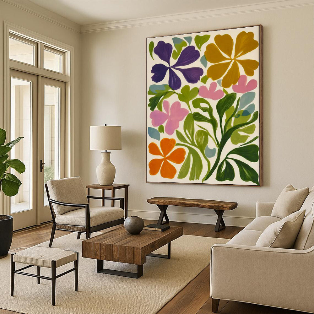 Bright Blooms, "Vibrant Floral Burst" – Abstract Floral Painting On Canvas PS0877