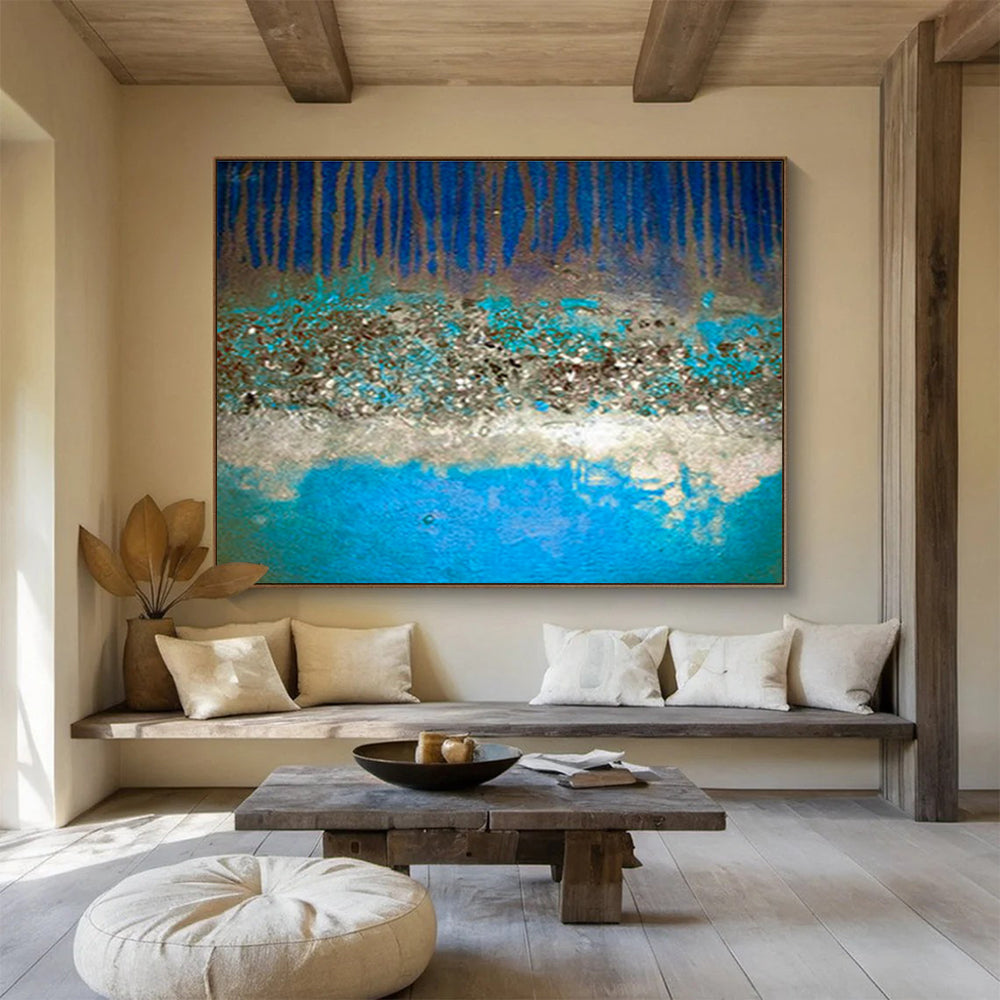 “Textured Blue Forest Abstract” - Nature - inspired Textured Painting On Canvas DKS385