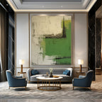 Green, Gray, Beige with Abstract Forms "Nature's Abstraction" Abstract Painting On Canvas PS1297