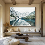 “Snowy Mountain & Lake Reflection” - Nature Landscape Painting On Canvas PT221
