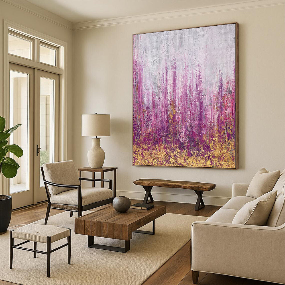 “Purple - Gold Abstract Meadow” - Nature - Inspired Abstract Painting On Canvas PS0064