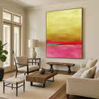 “Gold - Pink - Teal Color Block” - Abstract Painting On Canvas PT2023