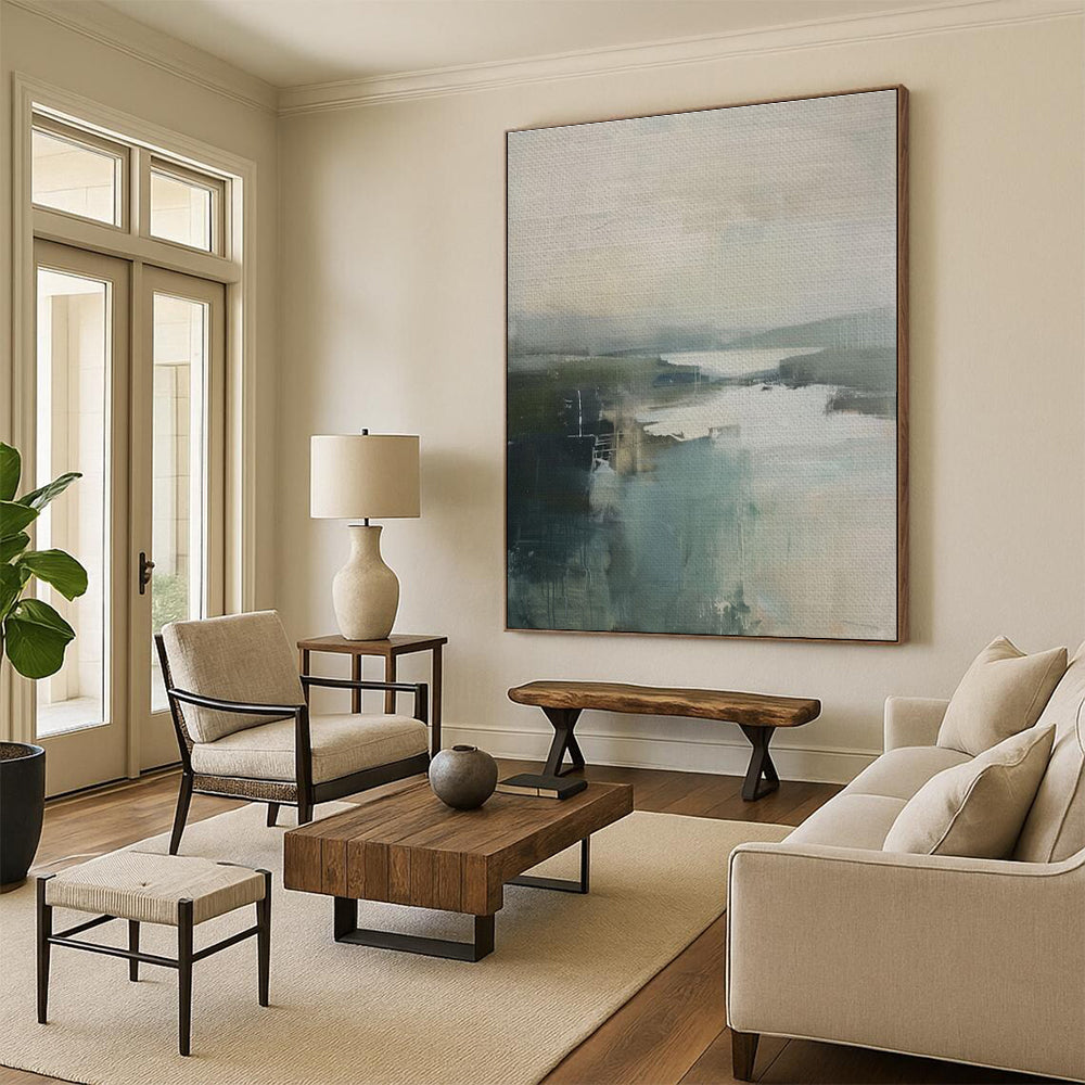 “Muted Landscape Abstract” - Muted Tones Abstract Landscape Painting On Canvas PS0740