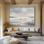 “Monochromatic Seascape” - Monochromatic Landscape Painting, Suitable for Modern Coastal Home & Art - Loving Office DKS630